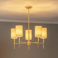 Argon Lysekrone Azzi tekstilskjerm med 5 lyskilder, hvit| Lysekroner