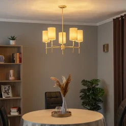 Argon Lysekrone Azzi tekstilskjerm med 5 lyskilder, hvit| Lysekroner