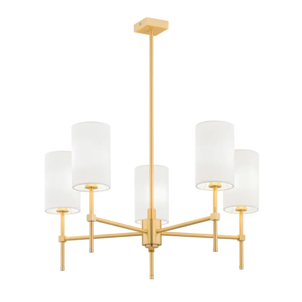 Argon Lysekrone Azzi tekstilskjerm med 5 lyskilder, hvit| Lysekroner