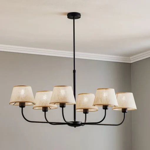 TK Lighting Lysekrone Chicago, lin skjerm med 6 lyskilder| Lysekroner