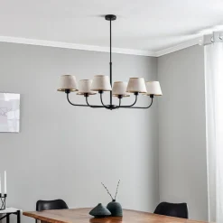 TK Lighting Lysekrone Chicago, lin skjerm med 6 lyskilder| Lysekroner