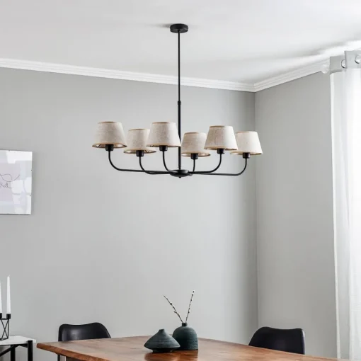 TK Lighting Lysekrone Chicago, lin skjerm med 6 lyskilder| Lysekroner