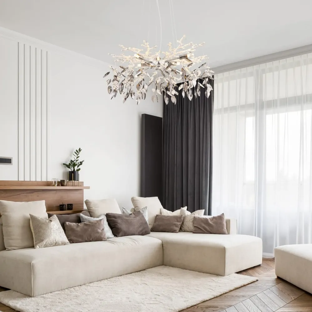 Globo Lysekrone Danna, kromfarget/røykgrå/klar, Ø 61 cm| Lysekroner