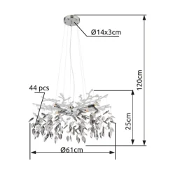 Globo Lysekrone Danna, kromfarget/røykgrå/klar, Ø 61 cm| Lysekroner
