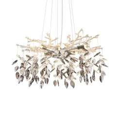 Globo Lysekrone Danna, kromfarget/røykgrå/klar, Ø 61 cm| Lysekroner