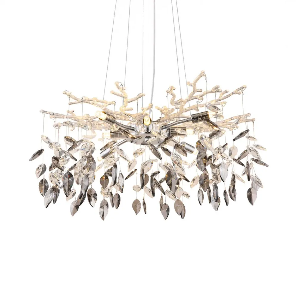 Globo Lysekrone Danna, kromfarget/røykgrå/klar, Ø 61 cm| Lysekroner