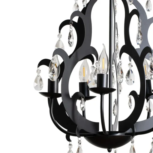 ONLI Lysekrone Jane metall svart 5 lyskilder krystall Clearance