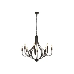 Searchlight Lysekrone Lodge, 8 lyskilder, svart Clearance