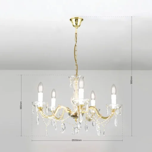 ORION Lysekrone Marie Claire krystallglass 5 lyskilder