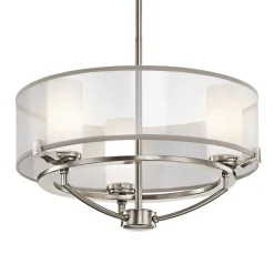 KICHLER Lysekrone Saldana 3 lyskilder tinnbelagt organsa New