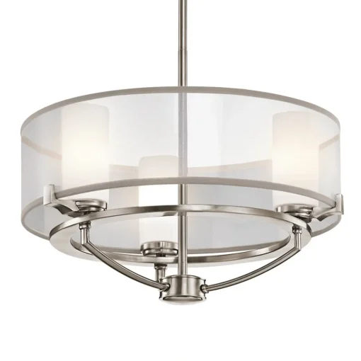 KICHLER Lysekrone Saldana 3 lyskilder tinnbelagt organsa New