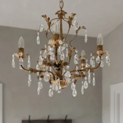 ONLI Lysekrone Teresa med krystaller, 5 lyskilder Online