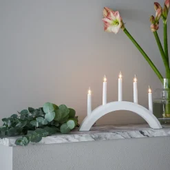 Markslöjd Lysestake Avento i tre, fem lyskilder, hvit| Julebelysning