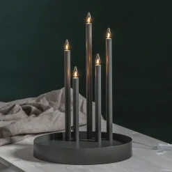 STAR TRADING Lysestake Deco, 5 lyskilder, tåkegrå Discount