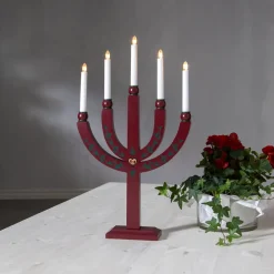 STAR TRADING Lysestake Elias Tradition femflammet rød| Julebelysning