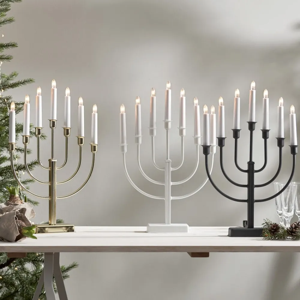 STAR TRADING Lysestake Kristina, hvit, metall, høyde 47 cm, 7 lyskilder| Julebelysning