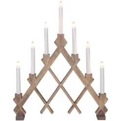 STAR TRADING Lysestake med syv flammer Rut brun| Julebelysning|Dekorasjonsbelysning
