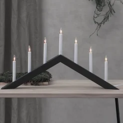 STAR TRADING Lysestake Pil, flat, 7-flamme, hvit| Julebelysning