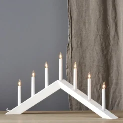 STAR TRADING Lysestake Pil, flat, 7-flamme, hvit| Julebelysning