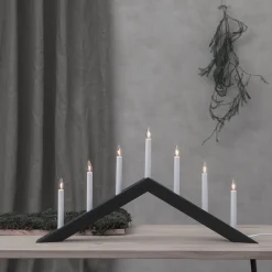 STAR TRADING Lysestake Pil, flat, 7-flamme, svart Outlet