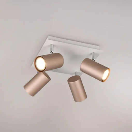 Trio Lighting Marley downlight brun/lys grå 24 x 24 cm 4 lyskilder i metall| Spotter I Tak