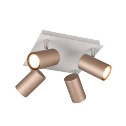 Trio Lighting Marley downlight brun/lys grå 24 x 24 cm 4 lyskilder i metall| Spotter I Tak