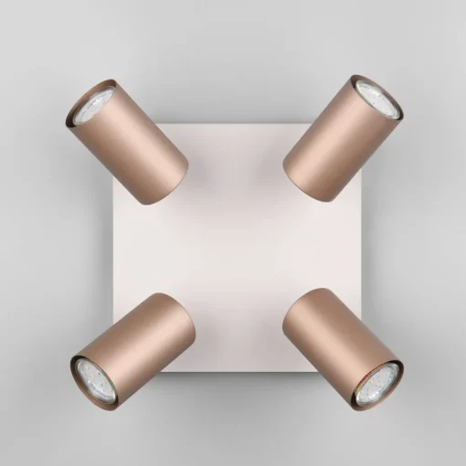 Trio Lighting Marley downlight brun/lys grå 24 x 24 cm 4 lyskilder i metall| Spotter I Tak