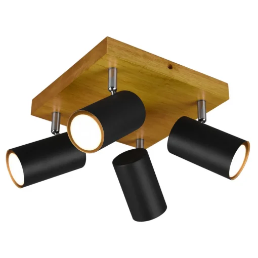 Trio Lighting Marley downlight, matt svart, 4 lyskilder Outlet