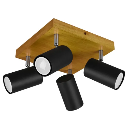 Trio Lighting Marley downlight, matt svart, 4 lyskilder Outlet