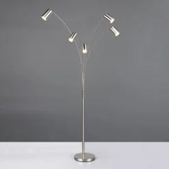 Trio Lighting Marley gulvlampe, nikkel, høyde 200 cm, 5 lyskilder, metall| Gulvlamper