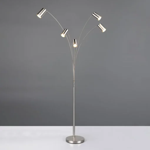 Trio Lighting Marley gulvlampe, nikkel, høyde 200 cm, 5 lyskilder, metall| Gulvlamper