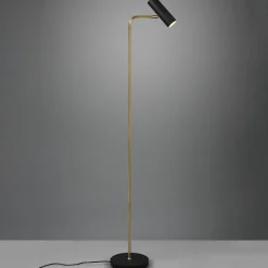 Trio Lighting Marley gulvlampe, svart/messing, høyde 151 cm, metall Online