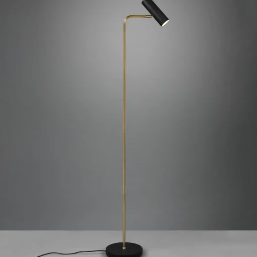 Trio Lighting Marley gulvlampe, svart/messing, høyde 151 cm, metall Online