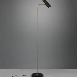 Trio Lighting Marley gulvlampe, svart/messing, høyde 151 cm, metall Online