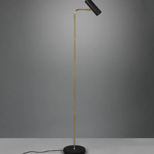 Trio Lighting Marley gulvlampe, svart/messing, høyde 151 cm, metall Online