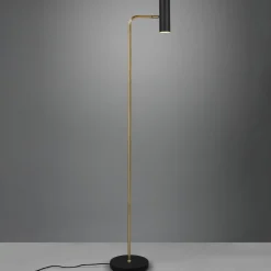 Trio Lighting Marley gulvlampe, svart/messing, høyde 151 cm, metall Online