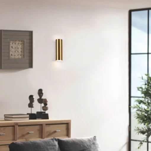 Trio Lighting Marley vegglampe, antikk messing, Up & Down