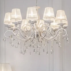 Maytoni Grace lysekrone, hvit, 10 lyskilder, organza| Lysekroner