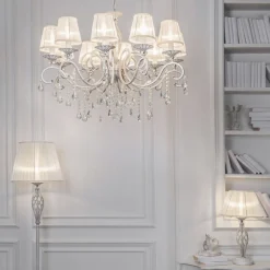 Maytoni Grace lysekrone, hvit, 10 lyskilder, organza| Lysekroner