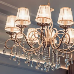 Maytoni Grace lysekrone, hvit, 10 lyskilder, organza| Lysekroner