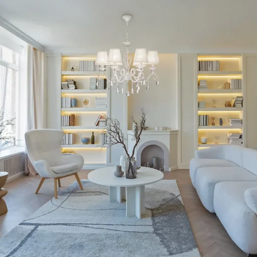 Maytoni Grace lysekrone, hvit, 6 lyskilder, organza, E14| Lysekroner