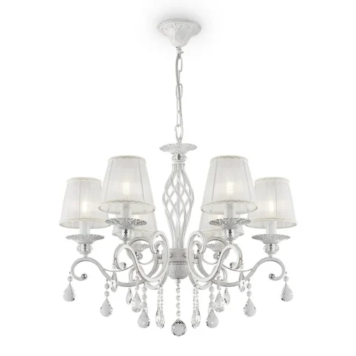 Maytoni Grace lysekrone, hvit, 6 lyskilder, organza, E14| Lysekroner