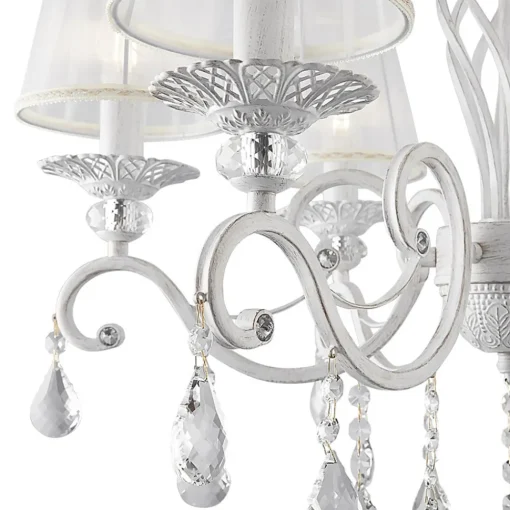 Maytoni Grace lysekrone, hvit, 6 lyskilder, organza, E14| Lysekroner