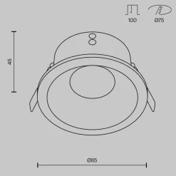 Maytoni innfelt taklampe Zoom hvit Ø 8,5 cm aluminium IP65 GU10| Downlights|Spotter I Tak