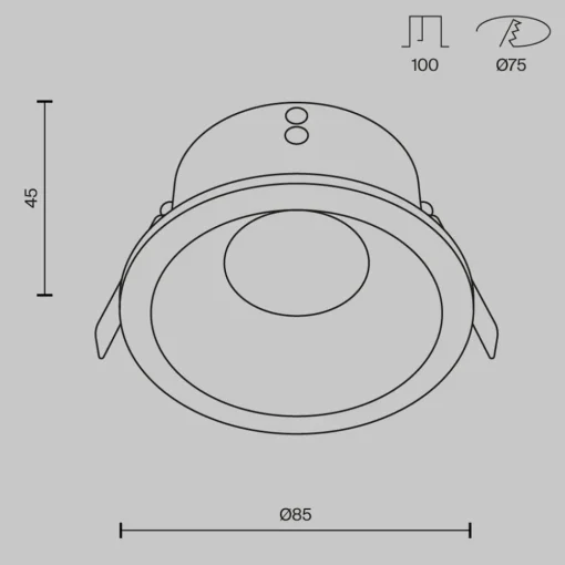 Maytoni innfelt taklampe Zoom hvit Ø 8,5 cm aluminium IP65 GU10| Downlights|Spotter I Tak