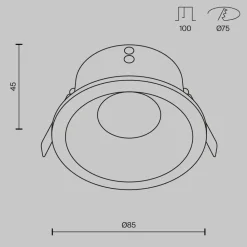 Maytoni innfelt taklampe Zoom, svart, Ø 8,5 cm aluminium IP65| Downlights
