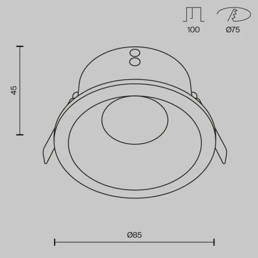 Maytoni innfelt taklampe Zoom, svart, Ø 8,5 cm aluminium IP65| Downlights