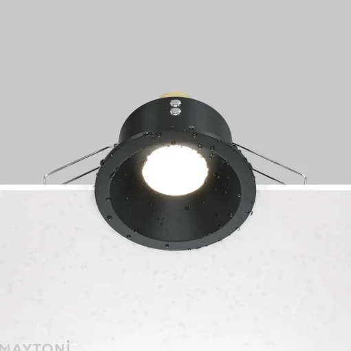 Maytoni innfelt taklampe Zoom, svart, Ø 8,5 cm aluminium IP65| Downlights