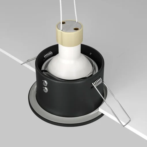 Maytoni innfelt taklampe Zoom, svart, Ø 8,5 cm aluminium IP65| Downlights