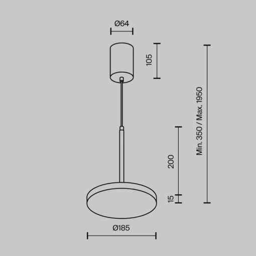 Maytoni LED-hengelampe Plato, hvit, Ø 18,5 cm, aluminium| Kontorbelysning
